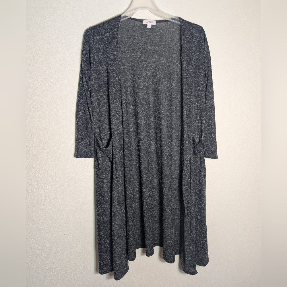 Lularoe Womens Long Cardigan Sweater Lot of 2‎ Blue Charcoal/Black Small Size 8